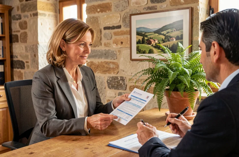 Courtière BF Assurances et Conseils en entretien conseil avec un client en Franche-Comté